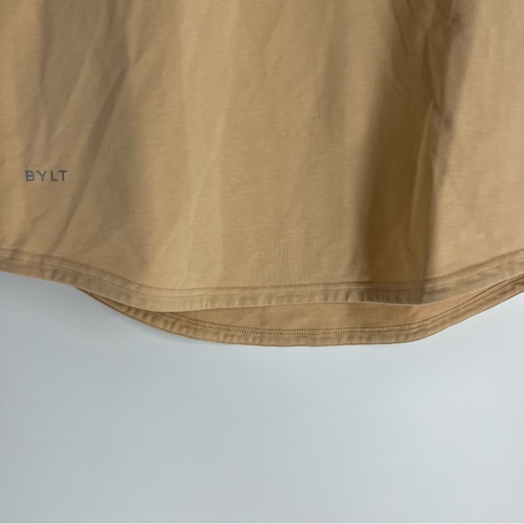 Bylt Shirt Mens Medium Tan Black Drop Cut Short Sleeve Luxury Pocket Lightweight - Picture 9 of 10